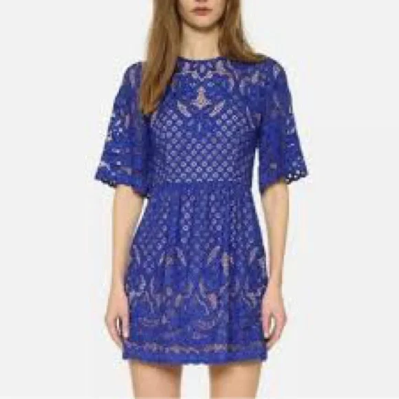 BCBGMAXAZRIA Jillyan Floral Lace Dress Sz 4 - Picture 2 of 8